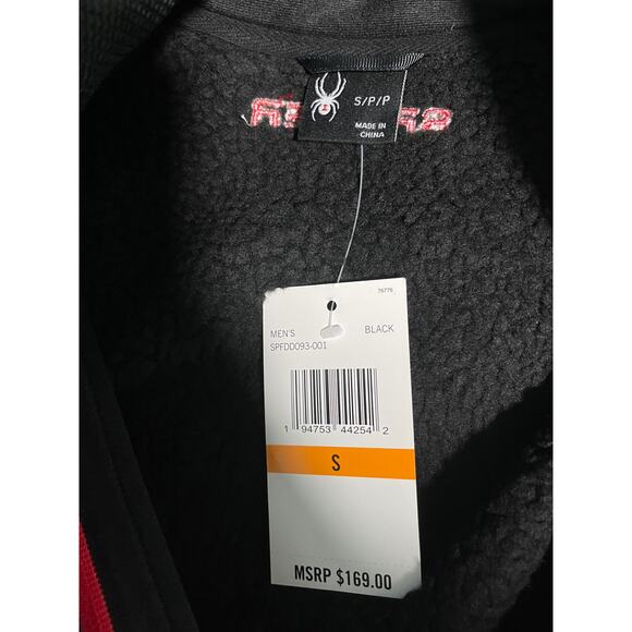 Spyder Mens Black Red Stellar Jacket Sherpa Lined Bonded Fleece NEW Small - Picture 6 of 11